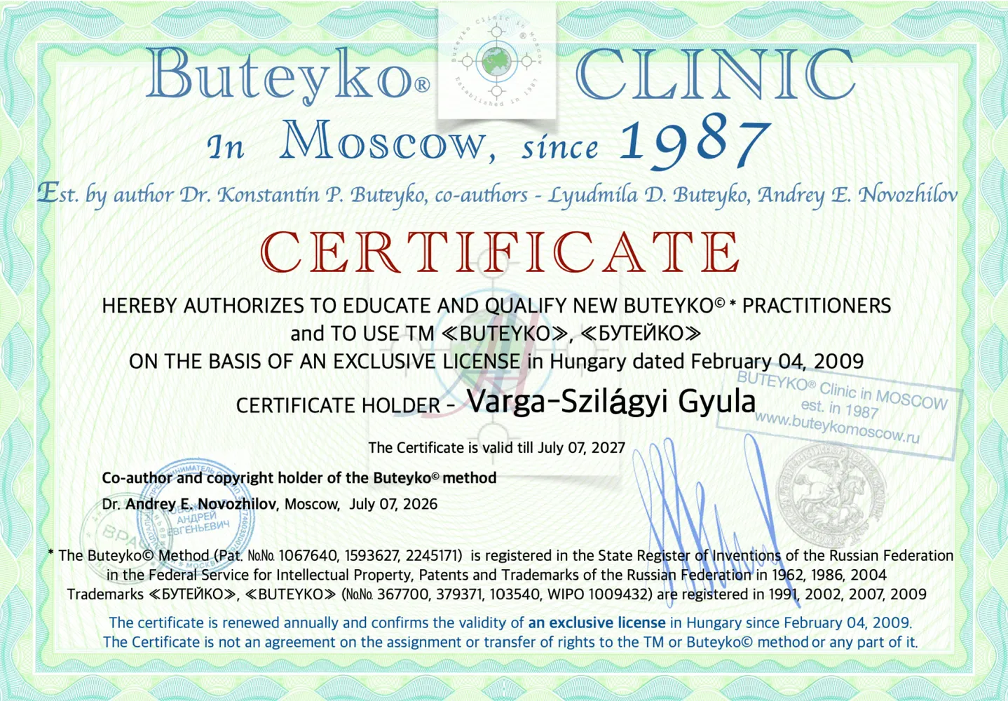 Angol diploma 2027-ig - Dr. Buteyko Központ - NEM ONLINE, élő tanfolyamok országszerte. Orvos oktatók. Buteyko specialista oklevél – Varga-Szilágyi Gyula